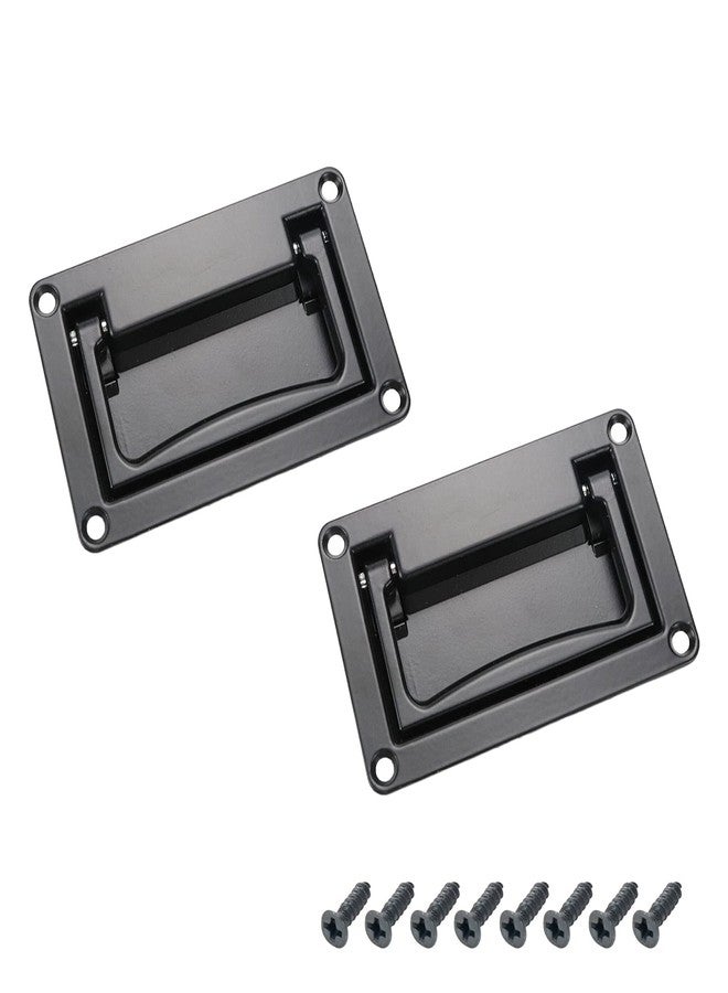 Tsnamay 2Pcs Black Recessed Pull Handle,Zinc Alloy Flush Lift Recessed Door Handle,Heavy Duty Handle for Toolbox Chest Case 4.33"x2.75"/110x70mm - Image 1